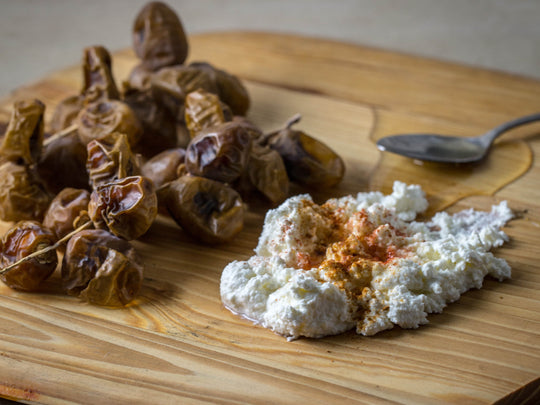 Dates and Ricotta, Topped With Paprika and Honey