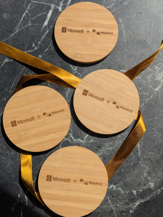 Custom Logo Beverage Coasters, Gift Set of 4