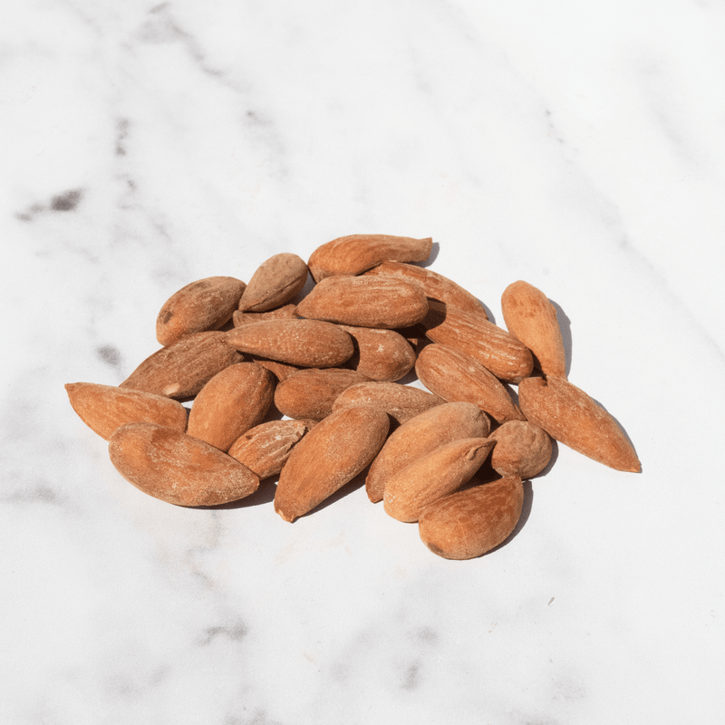 Cheese Grotto Heirloom almonds on marble slab